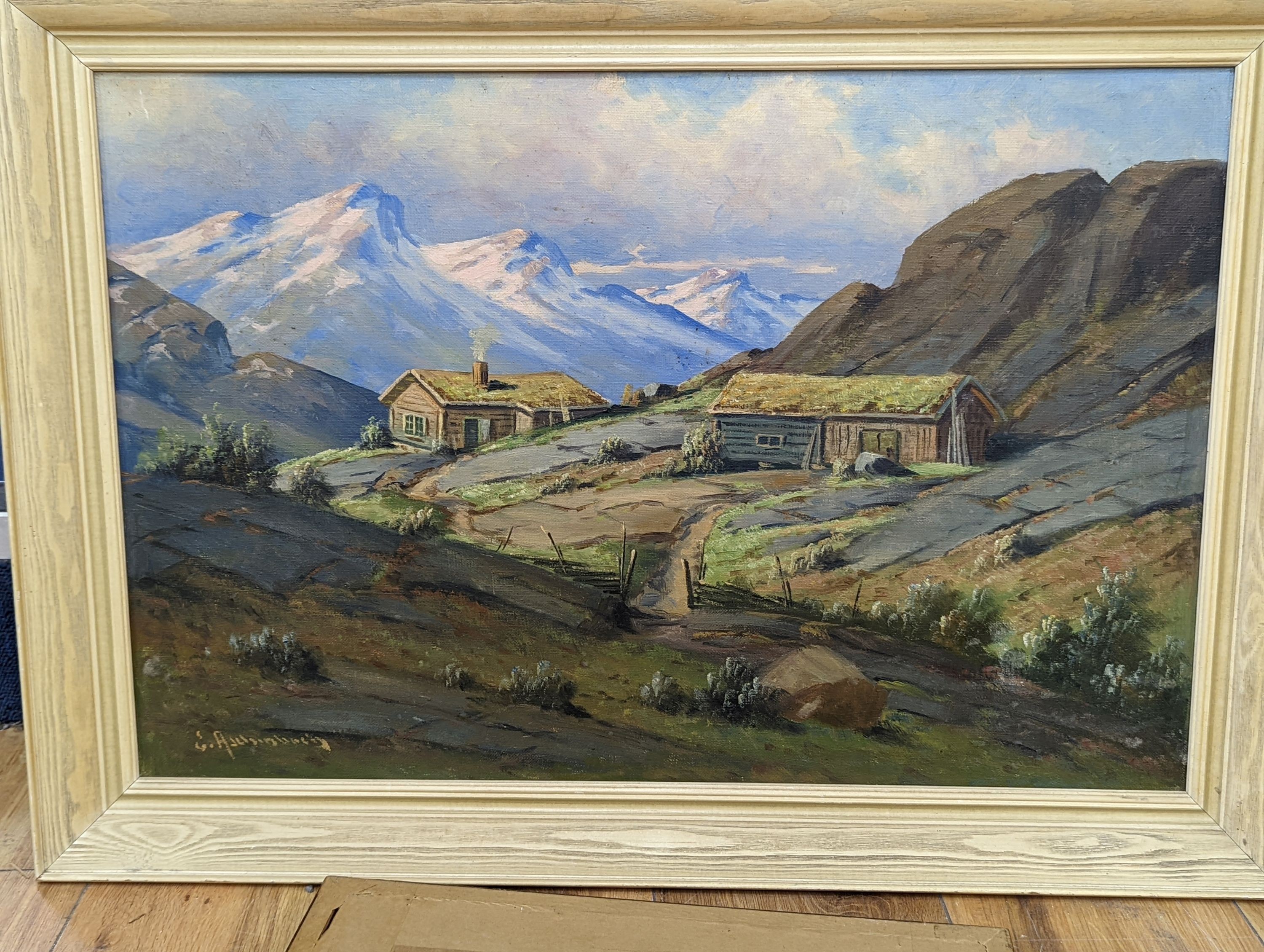 Five assorted pictures including a Richard Beer print and a modern British watercolour signed Mason